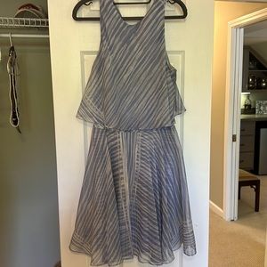 halston heritage flowy blue dress